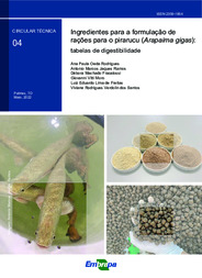 Thumbnail de Ingredientes para a formulação de rações para o pirarucu (Arapaima gigas): tabelas de digestibilidade.