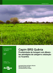 Thumbnail de Capim BRS Quênia: produtividade de forragem sob diferentes estratégias de calagem e adubação no Tocantins.